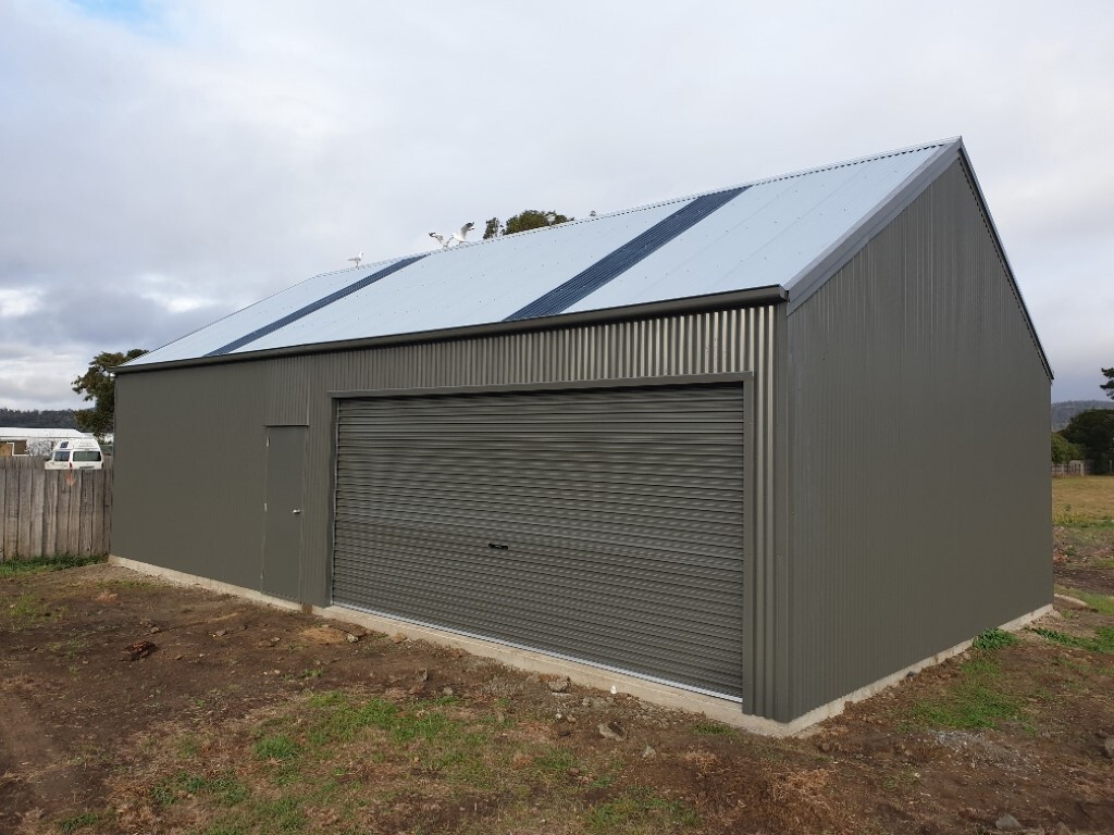 Modern Colorbond shed installed in Hobart backyard